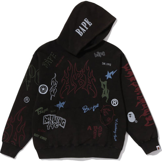 ALLOVER PRINT RELAXED FIT PULLOVER HOODIE MENS