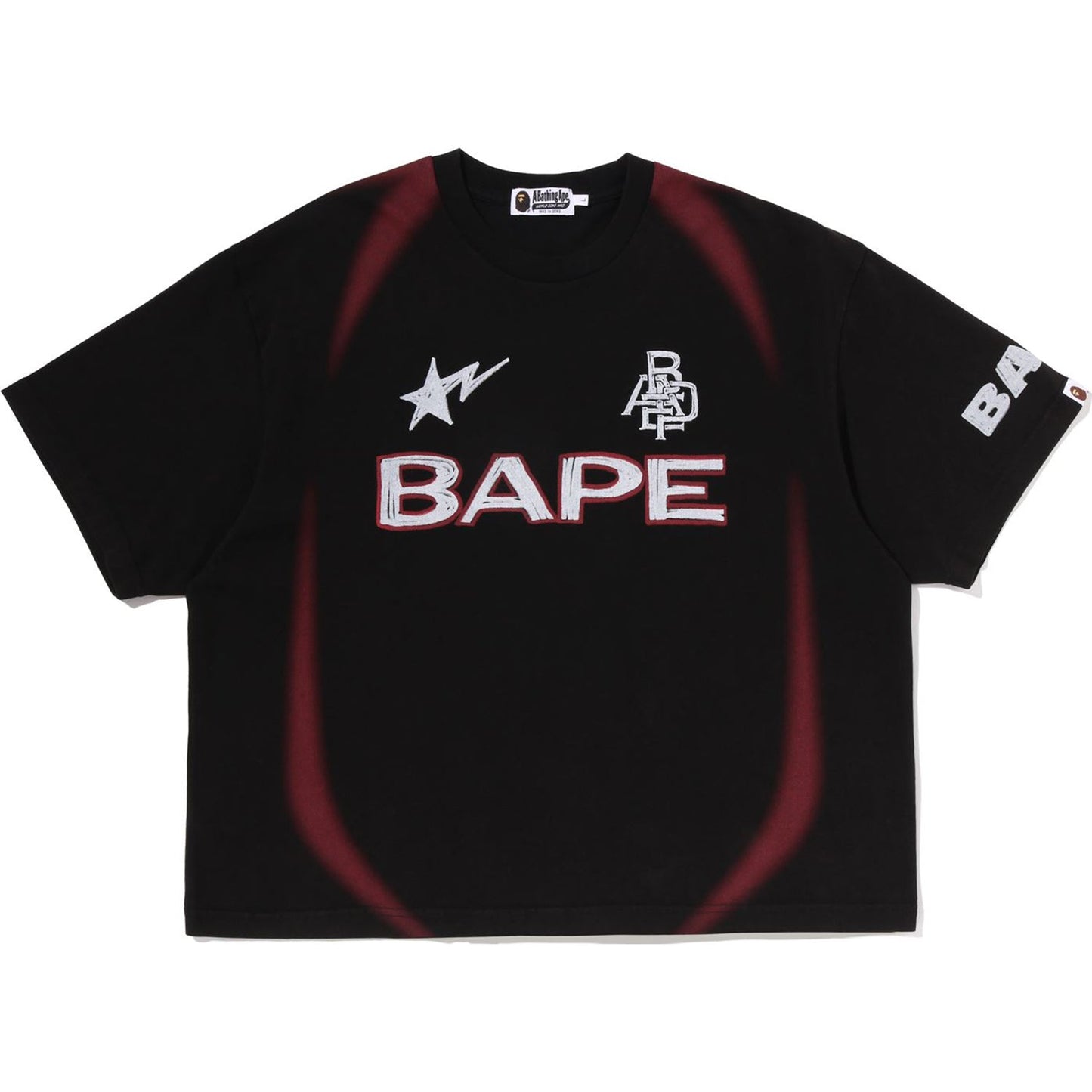 HEAVY WASH HAND DRAW FOOTBALL MULTI LOGO RELAXED FIT TEE MENS