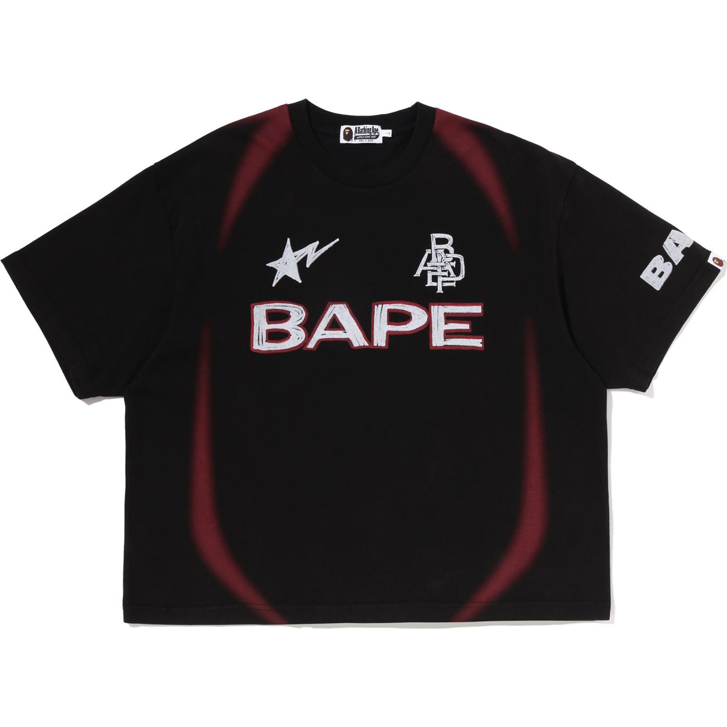 HEAVY WASH HAND DRAW FOOTBALL MULTI LOGO RELAXED FIT TEE MENS