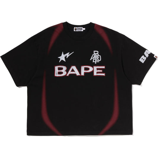 HEAVY WASH HAND DRAW FOOTBALL MULTI LOGO RELAXED FIT TEE MENS