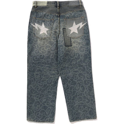 CLOUD CAMO JACQUARD UPCYCLED RELAXED FIT 13 OZ DENIM PANTS MENS