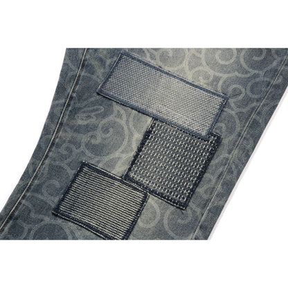 CLOUD CAMO JACQUARD UPCYCLED RELAXED FIT 13 OZ DENIM PANTS MENS