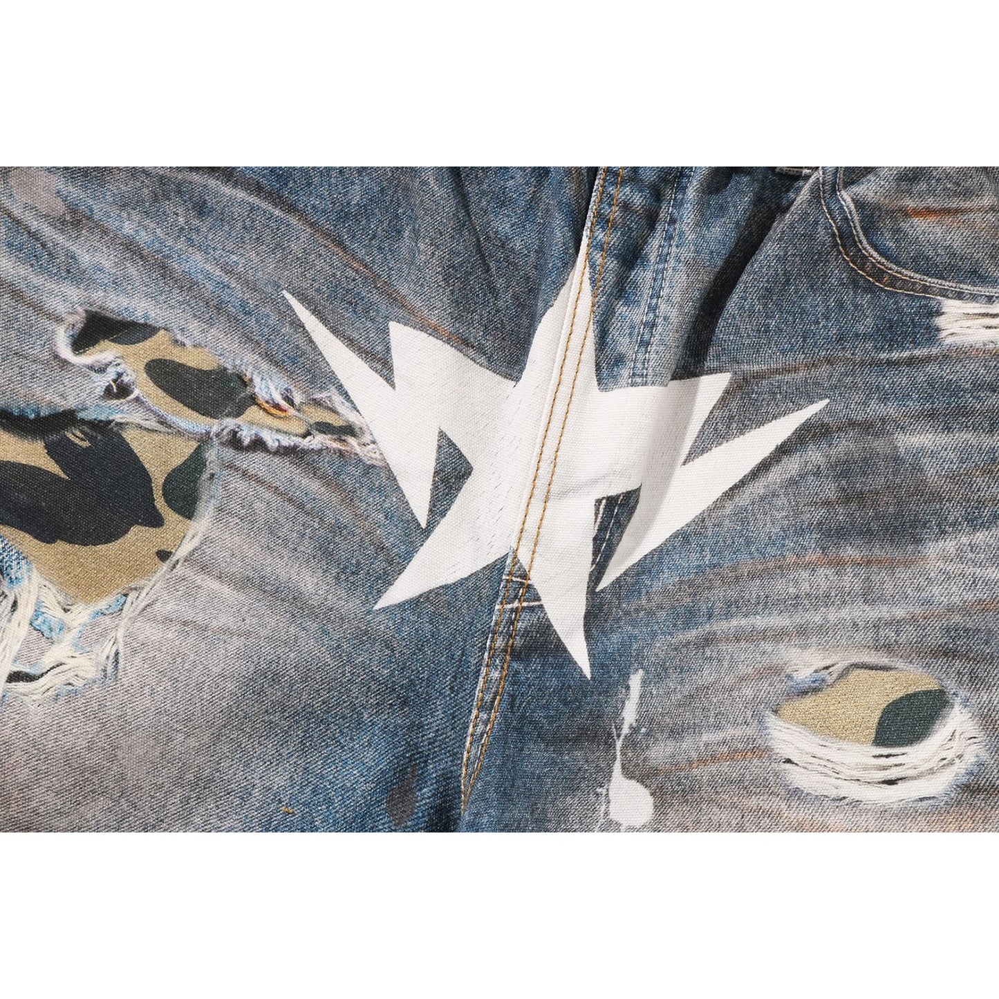 BAPE STA FAKE PRINT RELAXED FIT SHORTS MENS