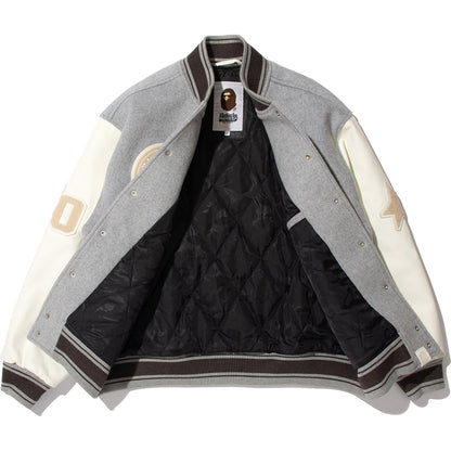 BAPE X HIGHSNOBIETY MULTI LOGO VARSITY JACKET MENS