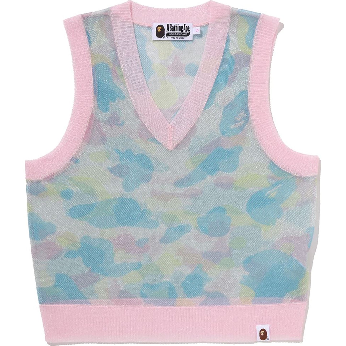 NEW MULTI CAMO METALLIC CROPPED KNIT VEST LADIES