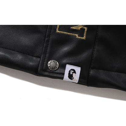 BAPE X OVO SYNTHETIC WASHABLE LEATHER SNOWBOARD JACKET MENS