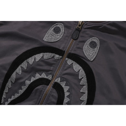 TONAL CHAIN STITCH SHARK BOMBER JACKET MENS
