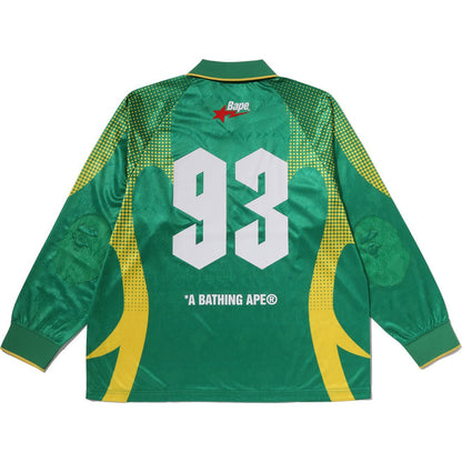 APE FLAME MONOGRAM JACQUARD LOGO RELAXED FIT FOOTBALL JERSEY MENS