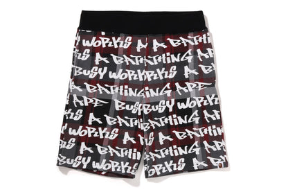 BAPE GRAFFITI CHECK SWEAT SHORTS MENS