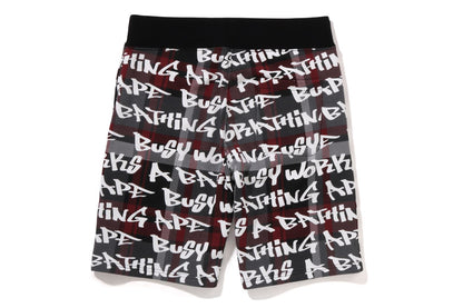 BAPE GRAFFITI CHECK SWEAT SHORTS MENS