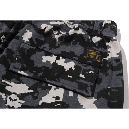 MULTI PIXEL CAMO BAPE STA LOGO CARGO RELAXED FIT SWEAT SHORTS MENS