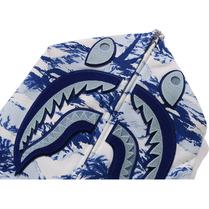 PALM TREE CAMO RELAXED FIT SHARK FULL ZIP HOODIE MENS