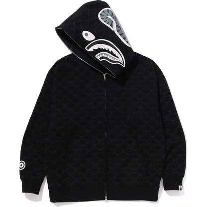 COLLEGE MONOGRAM RELAXED FIT SHARK FULL ZIP HOODIE MENS