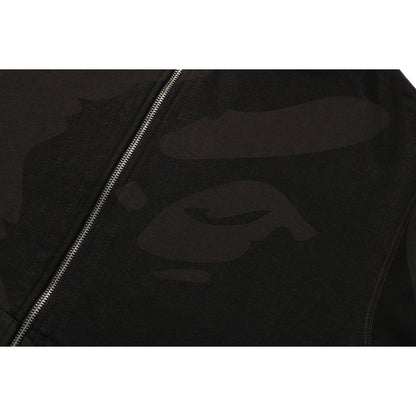 BAPE US BLACK FRIDAY SOLID CAMO DOUBLE SHARK FULL ZIP HOODIE MENS