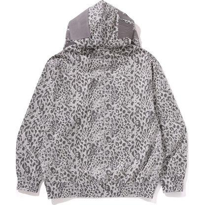 WILD LEOPARD PATTERN SHARK RELAXED FIT FULL ZIP HOODIE MENS