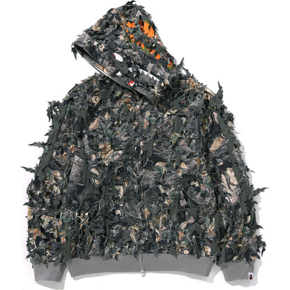 TREE EDGE CAMO LASER CUT CROPPED SHARK FULL ZIP HOODIE LADIES
