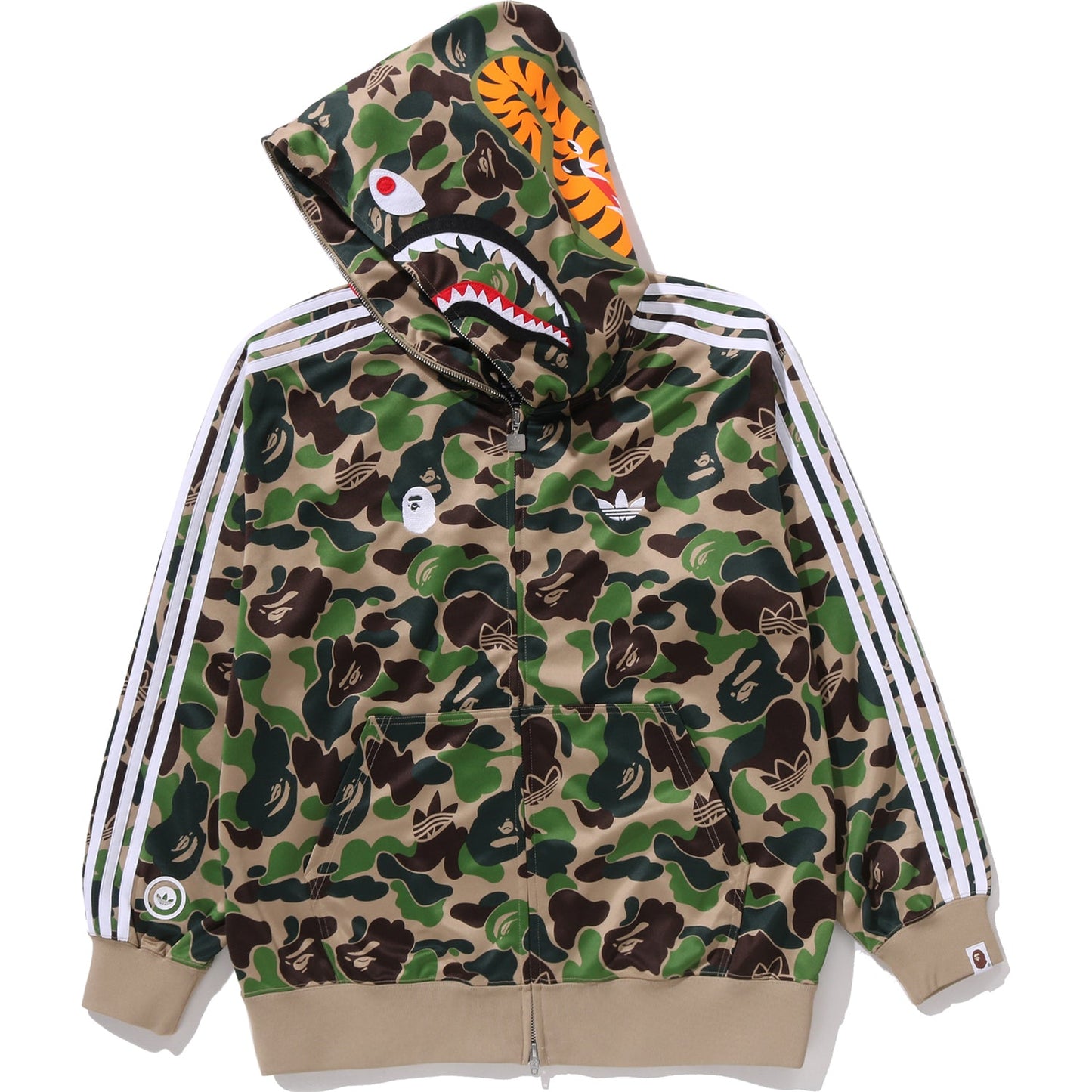 BAPE X ADIDAS RELAXED FIT TRACK CAMO SHARK FULL ZIP HOODIE MENS
