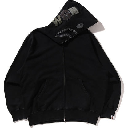 GARMENT DYE SHARK RELAXED FIT FULL ZIP HOODIE MENS