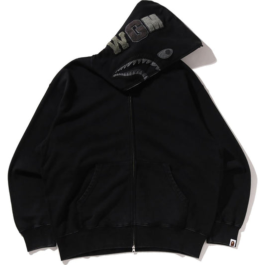 GARMENT DYE SHARK RELAXED FIT FULL ZIP HOODIE MENS