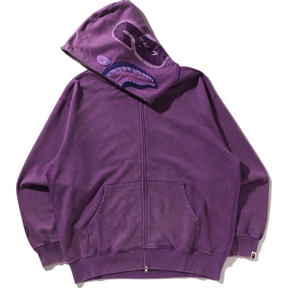 GARMENT DYE SHARK RELAXED FIT FULL ZIP HOODIE MENS
