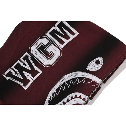 HAND DRAW FOOTBALL SHARK RELAXED FIT FULL ZIP HOODIE MENS