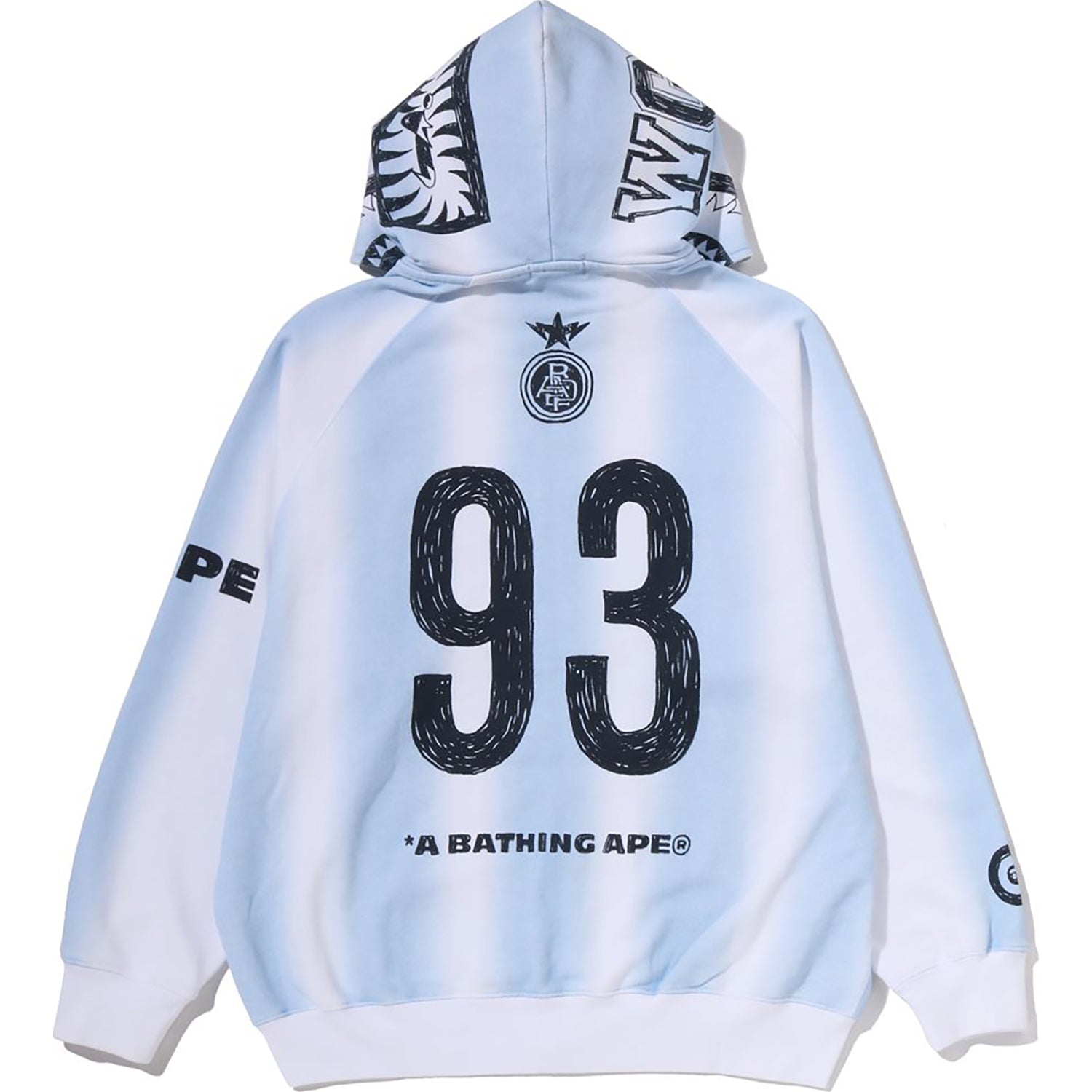 HAND DRAW FOOTBALL SHARK RELAXED FIT FULL ZIP HOODIE MENS