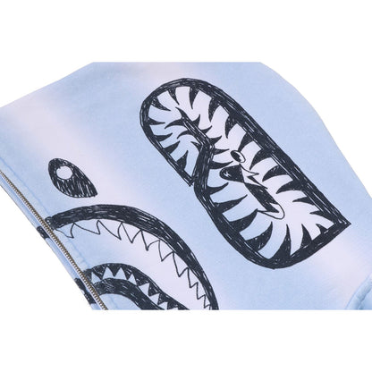 HAND DRAW FOOTBALL SHARK RELAXED FIT FULL ZIP HOODIE MENS