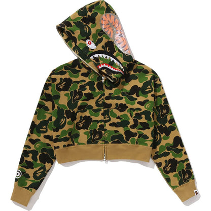 ABC CAMO CRYSTAL STONE SHARK CROPPED FULL ZIP HOODIE LADIES