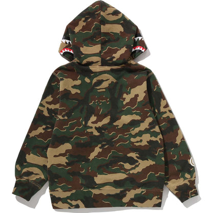 GLITCH WOODLAND CAMO SHARK ZIP HOODIE KIDS