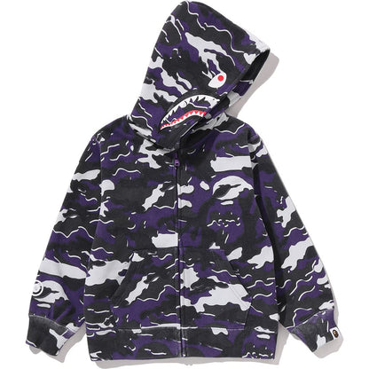 GLITCH WOODLAND CAMO SHARK ZIP HOODIE KIDS