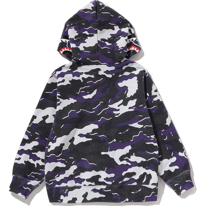 GLITCH WOODLAND CAMO SHARK ZIP HOODIE KIDS
